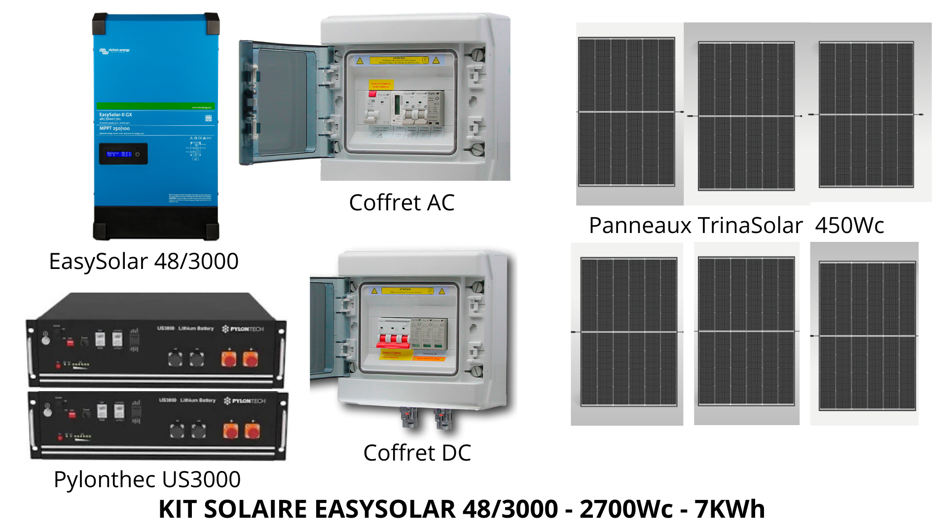 Kit Solaire Victron EasySolar-II GX 3kVA MPPT 250/70 + 2700Wc + 2 Batteries 7kWh